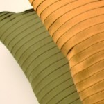 Silk - Pleated - square - cushion - olive - SAVE £25.00