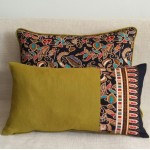 Batik Jewels - rectangular - cushion - black