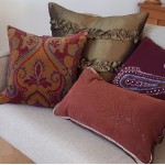 Beaded Feather - cushion - small rectangular - brown