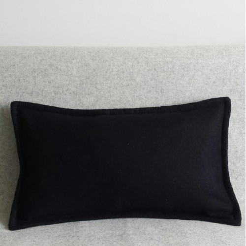 Felt with Blanket Stitch - cushion - rectangular - black