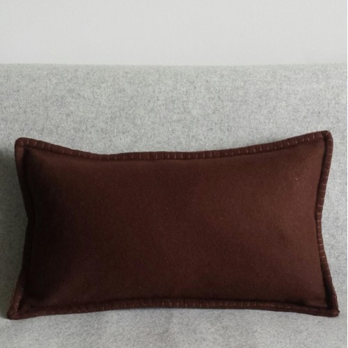 Felt with Blanket Stitch - cushion - rectangular - chocolate
