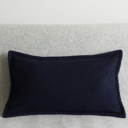Felt with Blanket Stitch - cushion - rectangular - navy