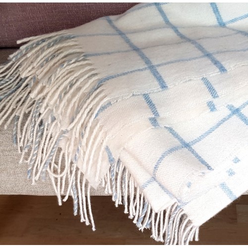 Window Pane Check Throw - white & pastel blue