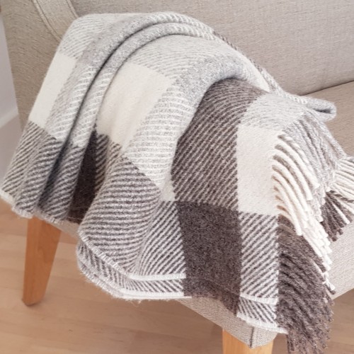 Checked Throw - white & greys