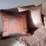 Stitched Grid - cushion - square - chocolate