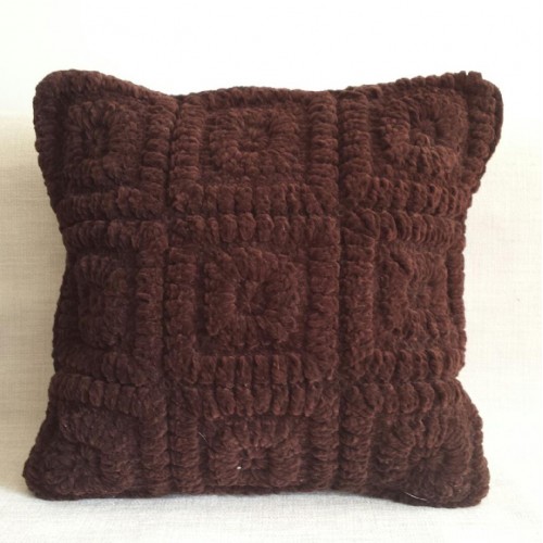 Crochet Squares - cushion - chocolate 