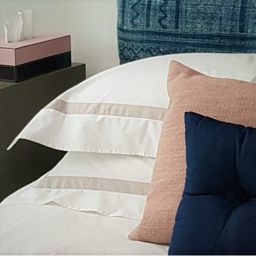 Edge - 220tc cotton percale - White / Silver grey
