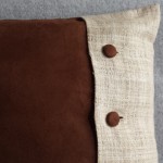 Faux Suede & Hemp Buttoned - cushion - rectangular - brown/natural 