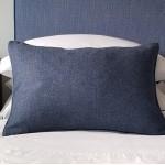 Herringbone Wool Cushion - large - rectangular - blue
