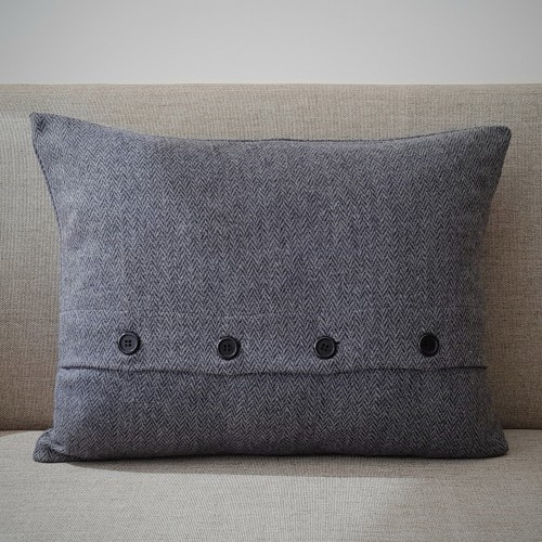 Herringbone cushion - rectangular - grey