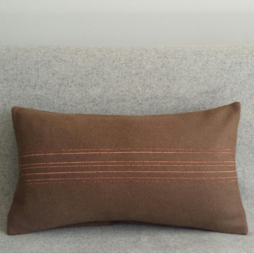 Felt with Stripes - cushion - rectangular - coffee