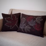 Maple Leaves cushion - rectangular - chocolate 
