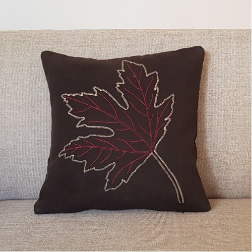 Maple Leaf cushion - small square - chocolate