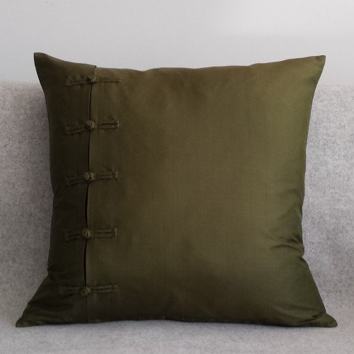Silk - Frogging - square - cushion - olive - SAVE £18.50