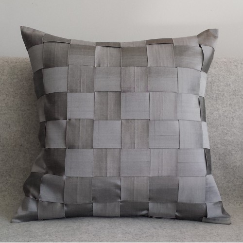 Silk - Lattice Weave  -cushion - square - silver - SAVE £20.00