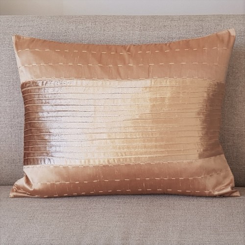 Pintuck Panel - Silk & Velvet - rectangular - cushion - honey