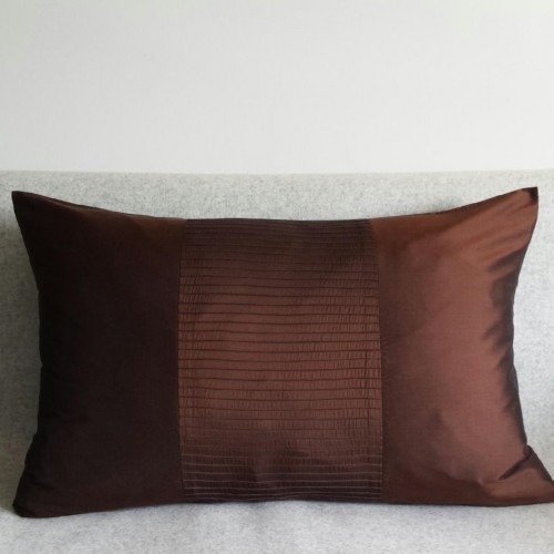 Pintuck Stripes 1 Panel - large - rectangular - cushion - chocolate