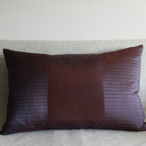 Pintuck Stripes 2 Panel - large - rectangular - cushion - aubergine