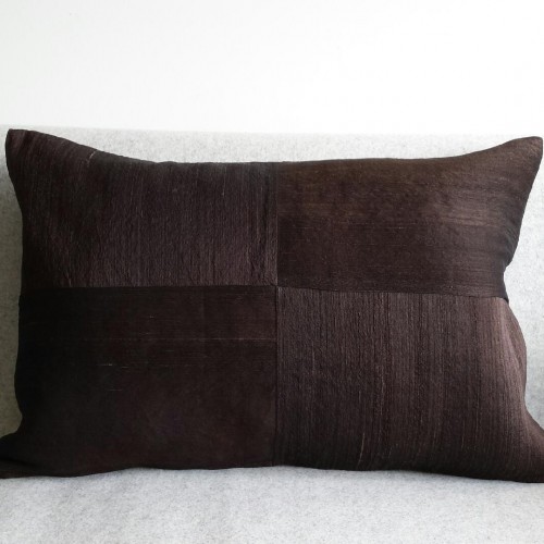 Raw Silk 4 Panel - large - rectangular - cushion - dark chocolate