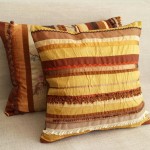 Sampler Stripes cushion cover - small square - golds 