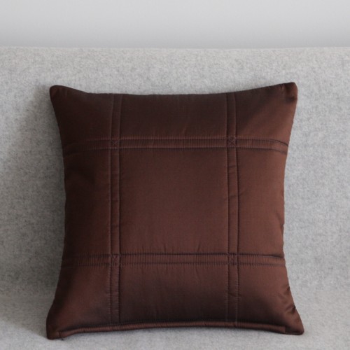 Stitched Grid cushion - small square - chocolate